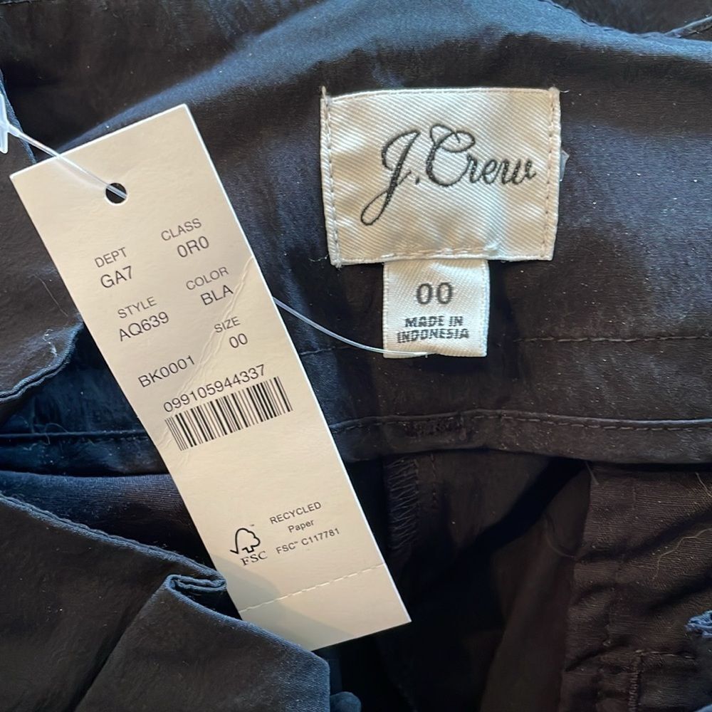 NWT J. Crew Tapered paper-bag pant in cotton poplin 00 - Picture 7 of 9